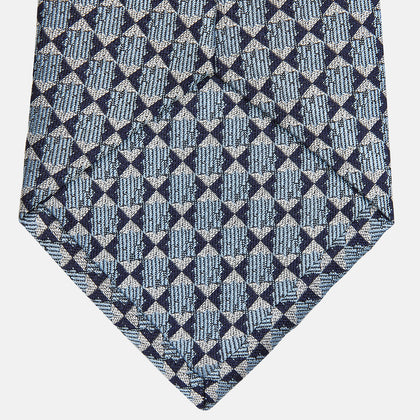 Chambray Blue Graphic Floral Silk Jacquard Tie Image 2