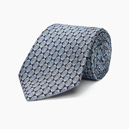 Chambray Blue Graphic Floral Silk Jacquard Tie Image 4
