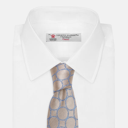 Toffee and Powder Blue Circle Jacquard Silk Tie Image 3