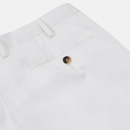 White Cotton Pleated Trousers Image 3