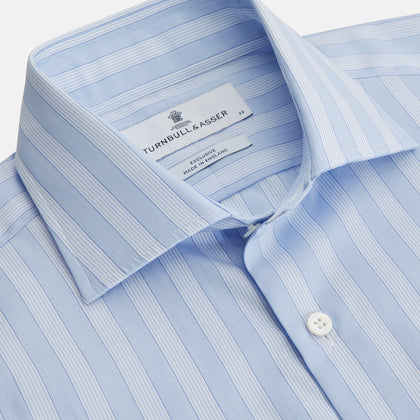 Tonal Blue Stripe Tailored Fit Shirt with Kent Collar Image 1