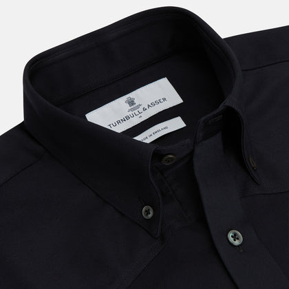 Navy Cotton Weekend Fit Western Shirt with Dorset Collar Image 1