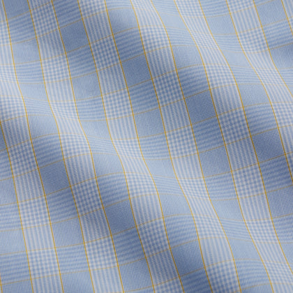 Yellow and Blue Glen Check Tailored Fit Shirt with Kent Collar Image 4