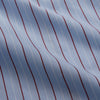 View 4 of product The Turnbull & Asser Burgundy Stripe Classic Pyjama Set features long sleeves, a button-up top with red piping, matching drawstring pants, and a traditional fit. Laid flat, it's luxury loungewear in signature burgundy stripes.