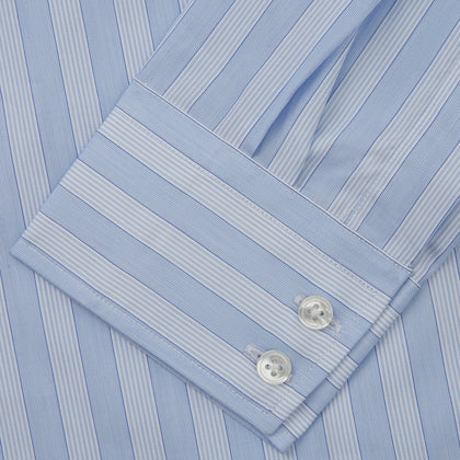 Tonal Blue Stripe Tailored Fit Shirt with Kent Collar Image 2