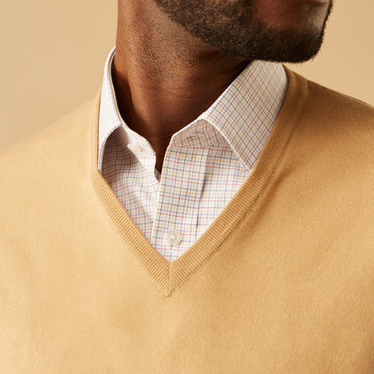 Camel  V-Neck Merino Wool Jumper Image 1