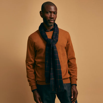 Purple Multi Tattersall Check Cashmere Scarf Image 3
