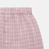 View 2 of product Turnbull & Asser Pink Multi Check Cotton Godfrey Boxer Shorts with an elastic waistband, shown flat against a white background.