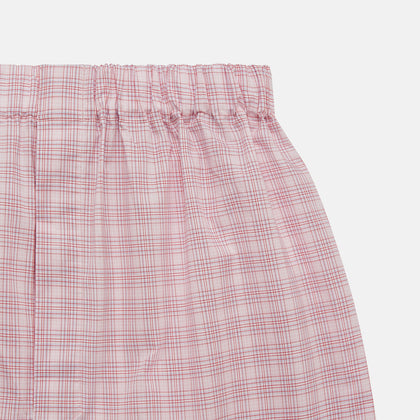 Pink Multi Check Cotton Godfrey Boxer Shorts Image 1