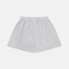 View 1 of product Turnbull & Asser White and Blue Check Cotton Godfrey Boxer Shorts: loose-fitting luxury cotton boxers with a blue check pattern and elastic waistband, shown on a plain white background.