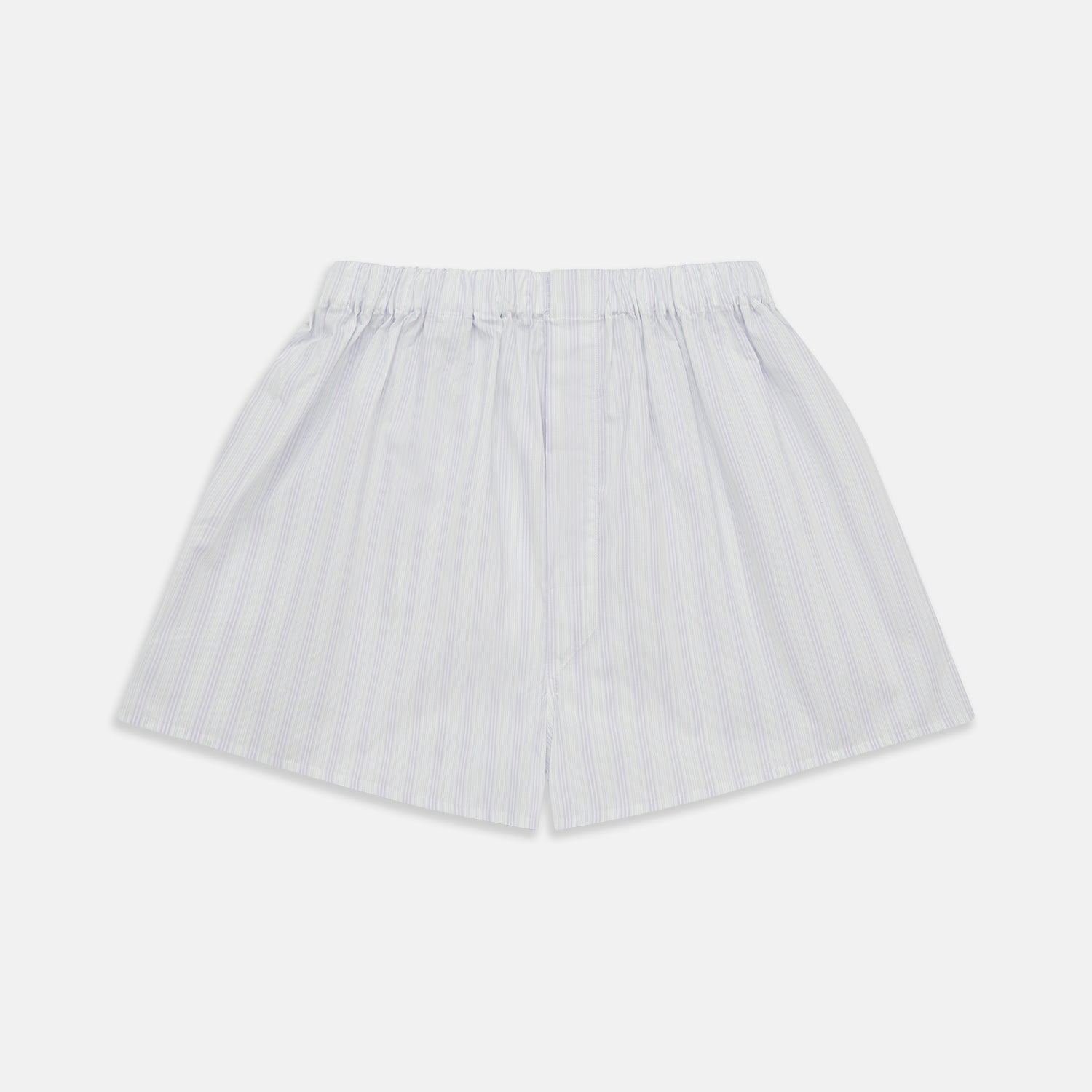 View 1 of product Purple multi-striped cotton Godfrey boxer shorts by Turnbull & Asser, featuring an elastic waistband, displayed flat on a plain white background.