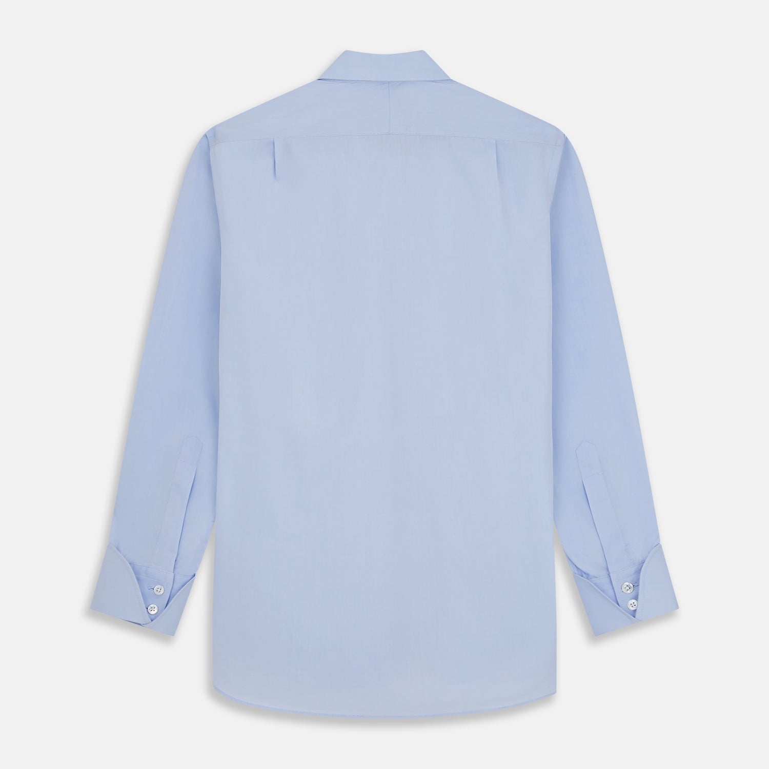 View 5 of product The Turnbull & Asser DR. NO Pale Blue West Indian Sea Island Cotton Shirt features a signature DR. NO collar and cuff, as seen on James Bond, and is displayed on a white background.