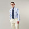 View 2 of product A Yellow and Blue Glen Check Tailored Fit Shirt by Turnbull & Asser, featuring a Kent collar, displayed flat on a white background.