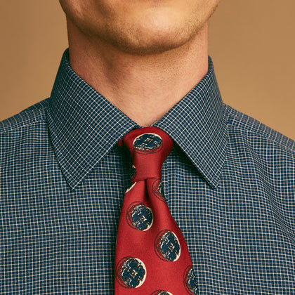 Red Shadow Spot Printed Silk Tie Image 3