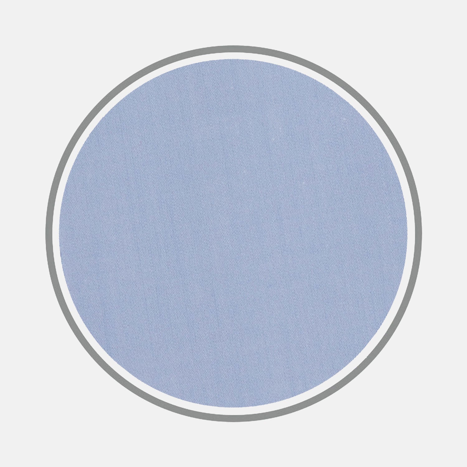 View 1 of product A circular swatch of Turnbull & Asser's Blue West Indian Sea Island Cotton Fabric with a smooth, finely woven texture is centered on a white background and outlined by thin gray and white borders.