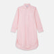The Turnbull & Asser Pink Piped End-On-End Cotton Nightshirt features long sleeves, a pointed collar, button-down front, chest pocket, and a curved high-low hem for timeless, relaxed style.