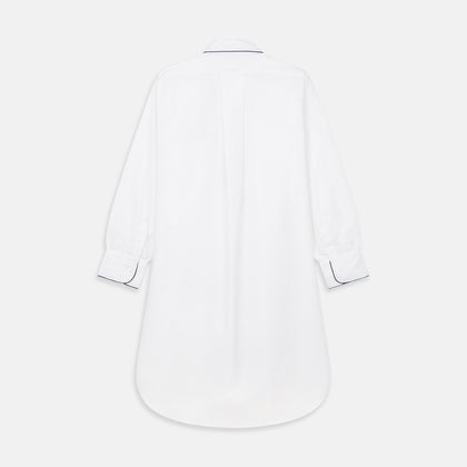 White Piped Cotton Nightshirt Image 4