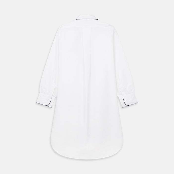 White Piped Cotton Nightshirt Image 4
