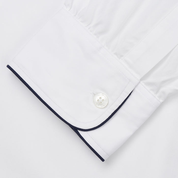 White Piped Cotton Nightshirt Image 2
