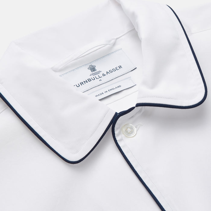 White Piped Cotton Nightshirt Image 1