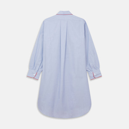Blue Piped End-on-End Cotton Nightshirt Image 4