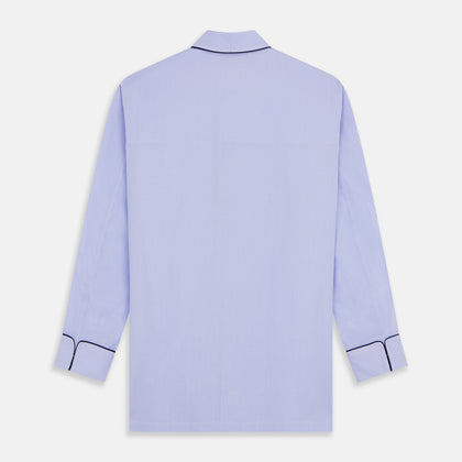 Blue Fine Check Piped Sea Island Quality Cotton Pyjama Set Image 5