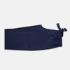 View 7 of product The Women's Harriet Navy Silk Pyjama Set by Turnbull & Asser features a long-sleeve, button-up top with white piping and chest pocket, plus matching drawstring pants—luxurious sleepwear displayed on a white background.