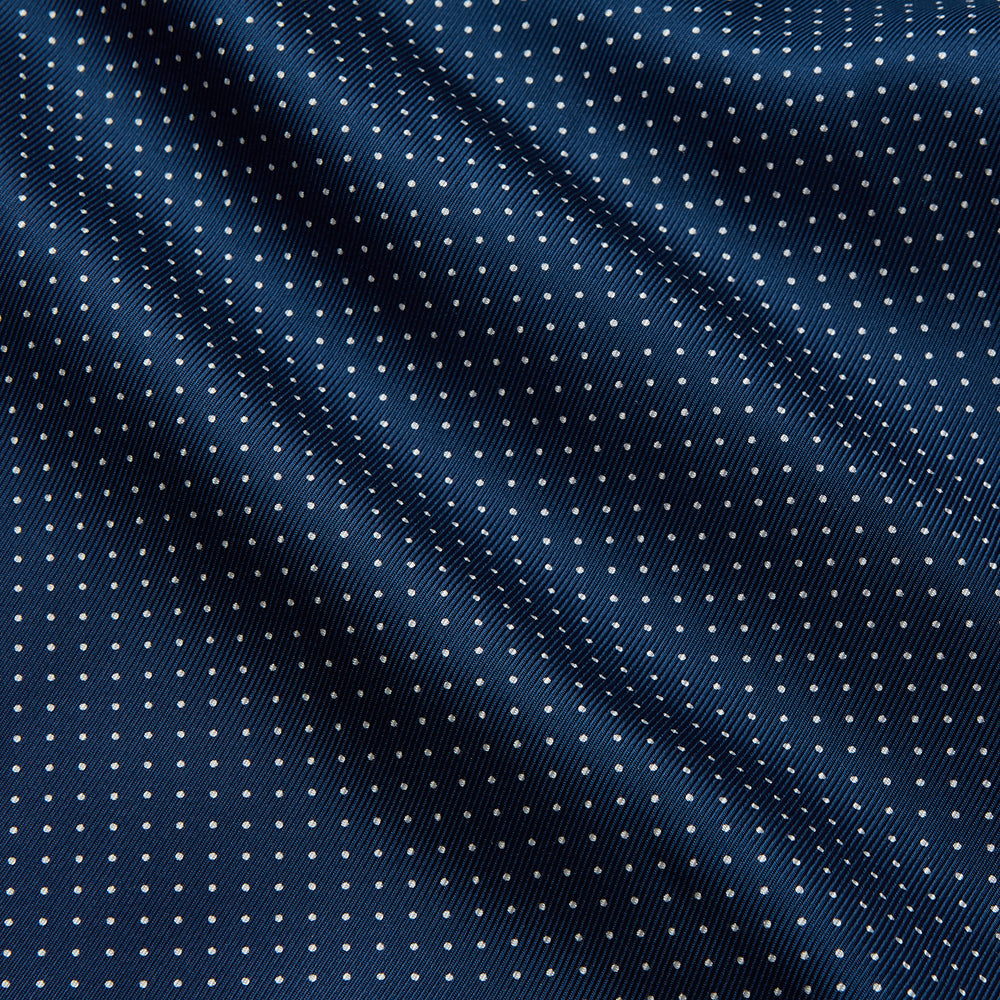 Experience luxurious nightwear with the Turnbull & Asser Navy Piped Silk Spot Gown, featuring elegant white dots for a timeless look.