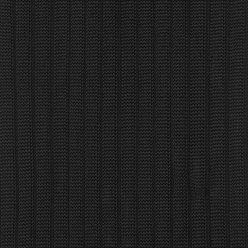 A single Black Long Silk Sock by Turnbull & Asser from our luxury men's collection is shown in side profile on a plain white background, with the foot pointing down and the cuff angled left.