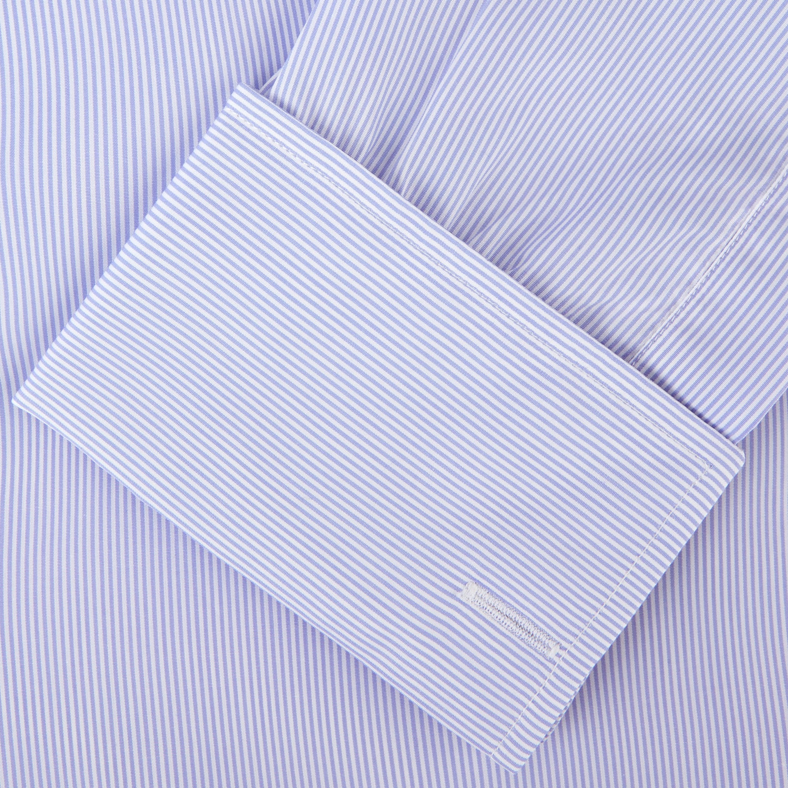 View 3 of product Turnbull & Asser Blue and White Fine Bengal Stripe Sea Island Quality Cotton Shirt featuring a T&A collar and double cuffs, crafted from premium Egyptian cotton.