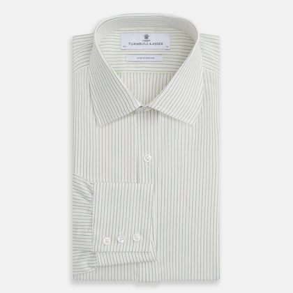Dark Green Pinstripe Mayfair Shirt Image 3