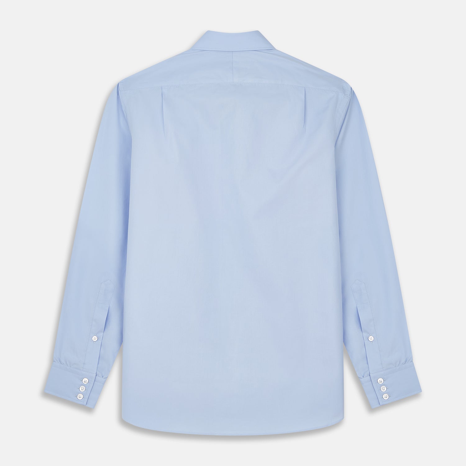 View 5 of product The Turnbull & Asser Tailored Fit Blue Cotton Shirt features a Kent collar and 3-button cuffs—ideal for pairing with a navy suit to complete your smart ensemble.