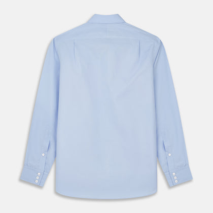 Tailored Fit Blue Cotton Shirt with Kent Collar and 3-Button Cuffs Image 4