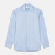 The Turnbull & Asser Tailored Fit Blue Cotton Shirt features a Kent collar and double cuffs, laid flat on a white background—ideal for pairing with a navy suit or any smart look.