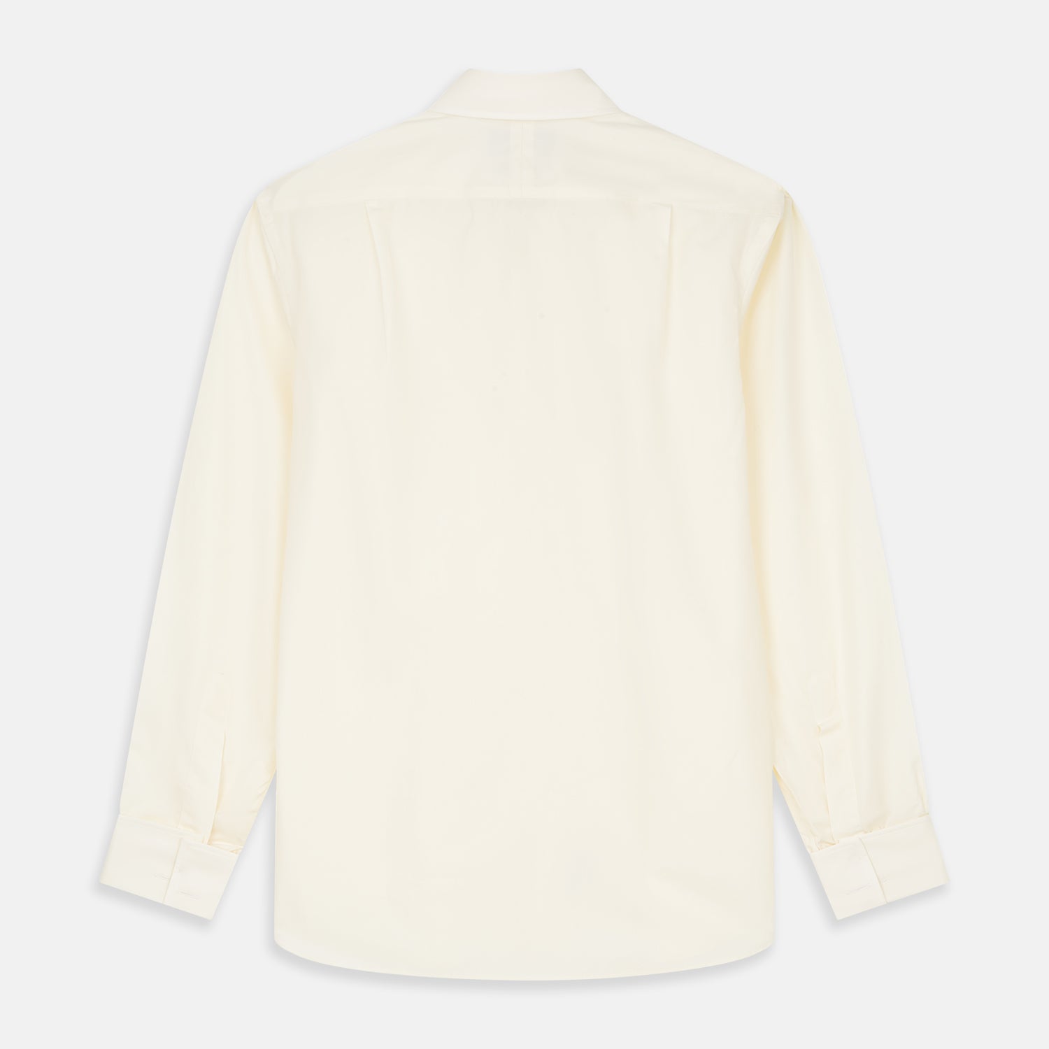 View 5 of product The Turnbull & Asser Tailored Fit Cream Cotton Shirt features a Kent collar and double cuffs, shown laid flat against a white background—ideal for pairing with statement ties.