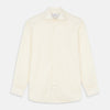 View 1 of product The Turnbull & Asser Tailored Fit Cream Cotton Shirt features a Kent collar and double cuffs, shown laid flat against a white background—ideal for pairing with statement ties.