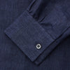 View 3 of product The Turnbull & Asser Navy Weekend Fit Linen Finch Shirt features a Derby collar and chest pocket, crafted from dark blue linen—ideal for casual style or adding to your weekend shirts rotation.