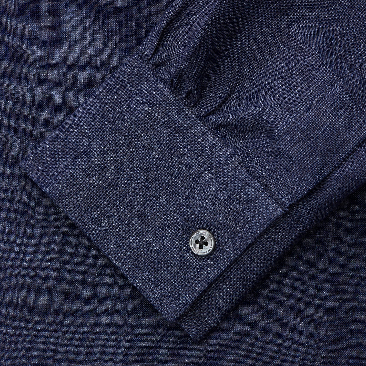 View 3 of product The Turnbull & Asser Navy Weekend Fit Linen Finch Shirt features a Derby collar and chest pocket, crafted from dark blue linen—ideal for casual style or adding to your weekend shirts rotation.