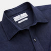 View 2 of product The Turnbull & Asser Navy Weekend Fit Linen Finch Shirt features a Derby collar and chest pocket, crafted from dark blue linen—ideal for casual style or adding to your weekend shirts rotation.