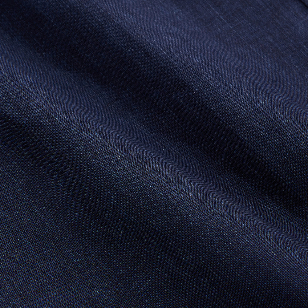 The Turnbull & Asser Navy Weekend Fit Linen Finch Shirt features a Derby collar and chest pocket, crafted from dark blue linen—ideal for casual style or adding to your weekend shirts rotation.