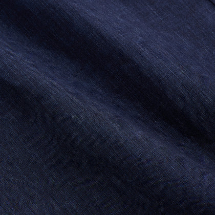 Navy Weekend Fit Linen Finch Shirt With Derby Collar And Chest Pocket Image 3