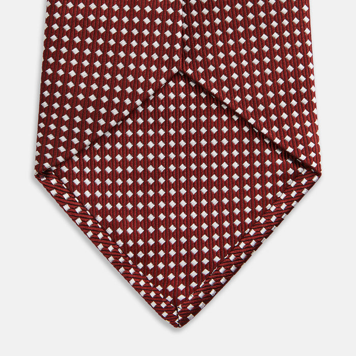 Burgundy and White Diamond Silk Tie Image 3