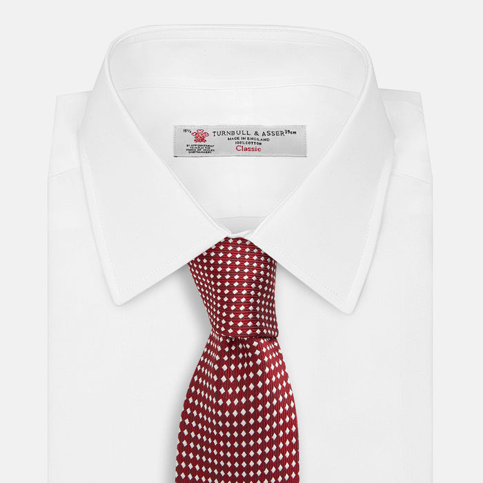 Burgundy and White Diamond Silk Tie Image 1