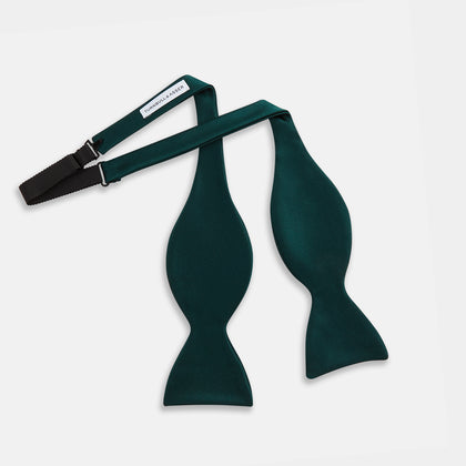 Forest Green Plain Satin Silk Bow Tie Image 1