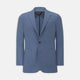 The Sky Blue Wool and Cashmere Jacket by Turnbull & Asser is single-breasted with two large front pockets, a notched lapel, and a single button closure. It is expertly tailored in Italy and displayed against a plain white background.