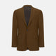 The Turnbull & Asser Tobacco Plainweave Cashmere Jacket is a single-breasted brown summer jacket with two buttons, notch lapels, and flap pockets, tailored in Italy and shown on a plain white background.