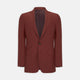 The Turnbull & Asser BLZ065-GGAY02 BARRINGTON blazer in red (WO/SI/LI blend) features a single-breasted design, notch lapels, one-button closure, and three front pockets, shown against a plain white background.