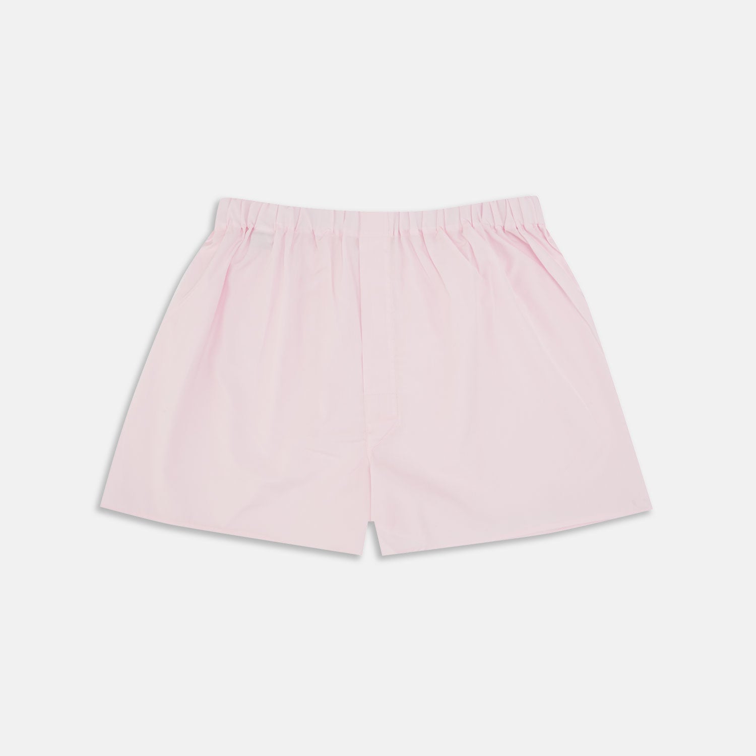View 1 of product Turnbull & Asser's Plain Pink Cotton Boxer Shorts feature an elastic waistband and are shown flat on a white background—ideal for those seeking classic men's underwear and everyday comfort.