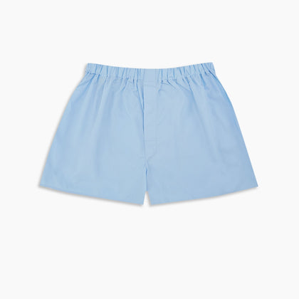 Plain Light Blue Cotton Boxer Shorts Image 2