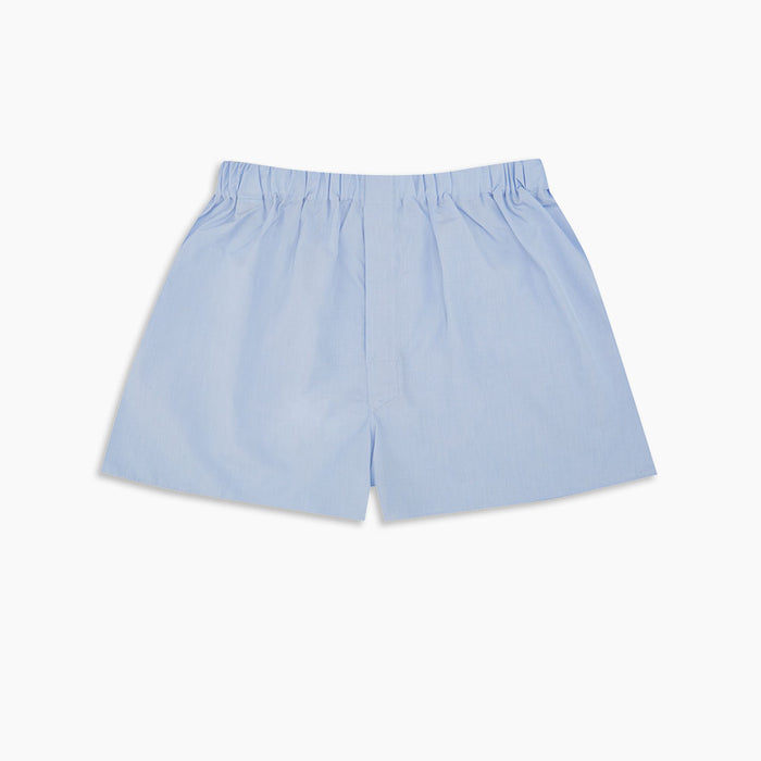Plain Blue Sea Island Quality Cotton Boxer Shorts Image 2
